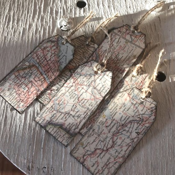 USA Map Tags Scrapbook Journal Atlas Vtg Gift Tags